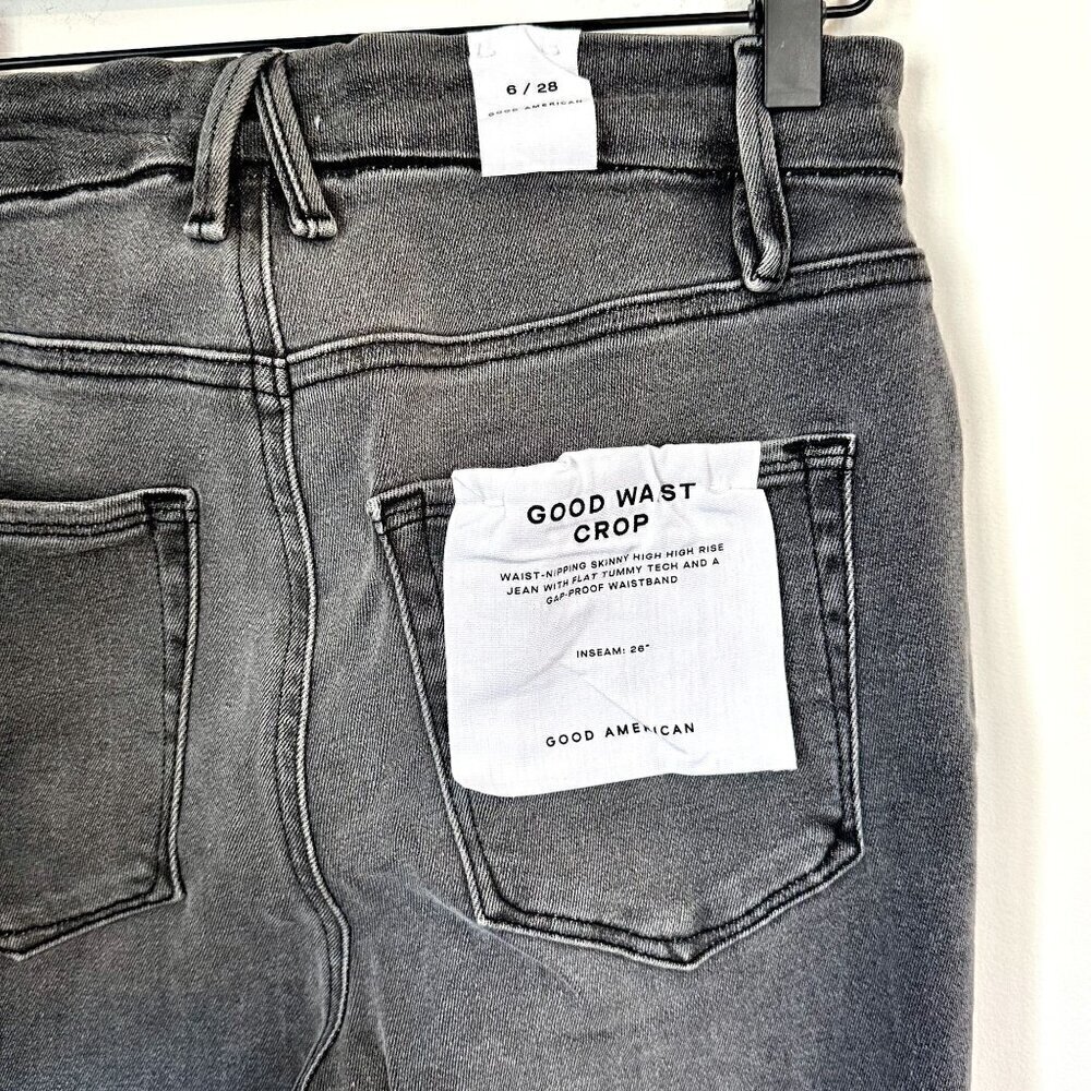NWT Good American Good Waist Crop Raw Hem Jeans - Size 6 / 28 - Picture 4 of 10